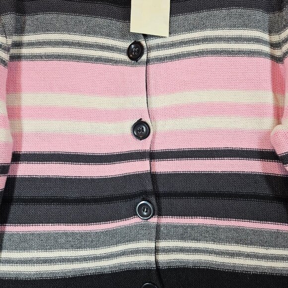 NWT Croft & Barrow Cardigan Womens L Pink Grey Striped Button Career Feminine - Picture 9 of 12